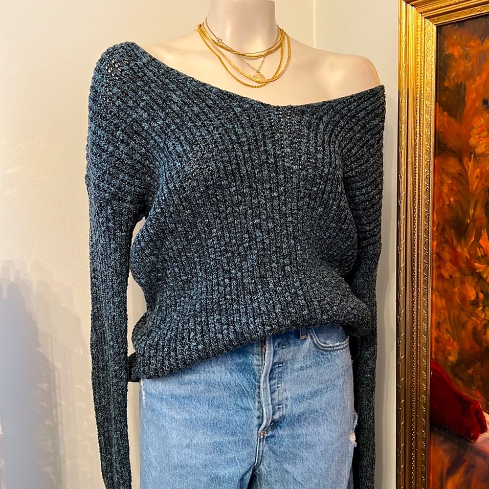 Full Tilt Teal & Black Knitted Sweater